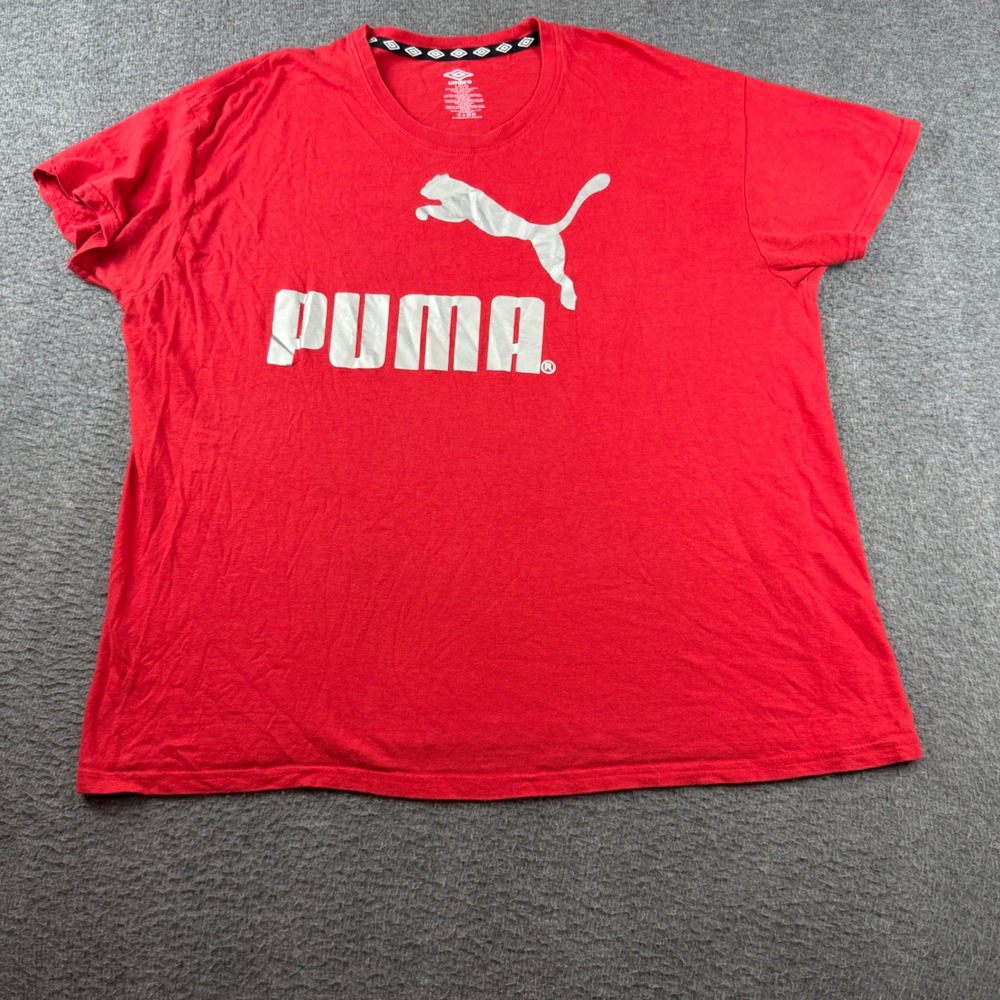 Umbro Puma Graphic T-Shirt‎ Men's Large Red Short Sleeve Metallic Logo